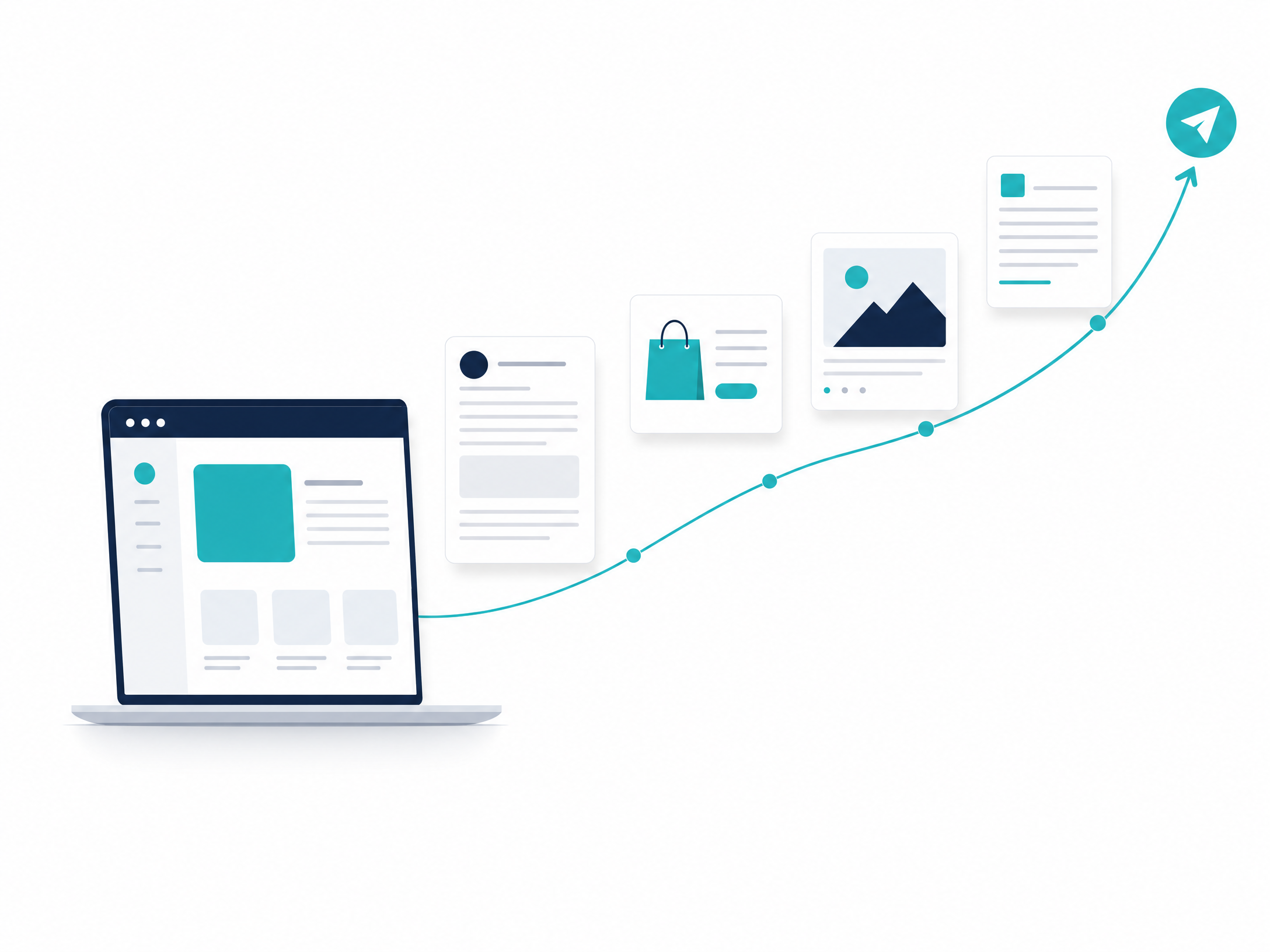 Illustration: Inhalte werden online gebracht